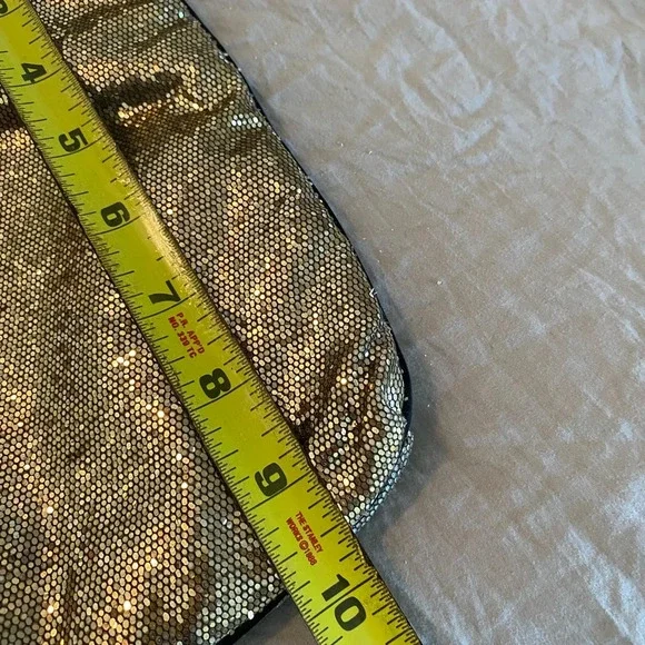 VICTORIA’S SECRET Gold Glitter Fold Over Pouch Clutch Makeup Bag holiday classy - Picture 4 of 4